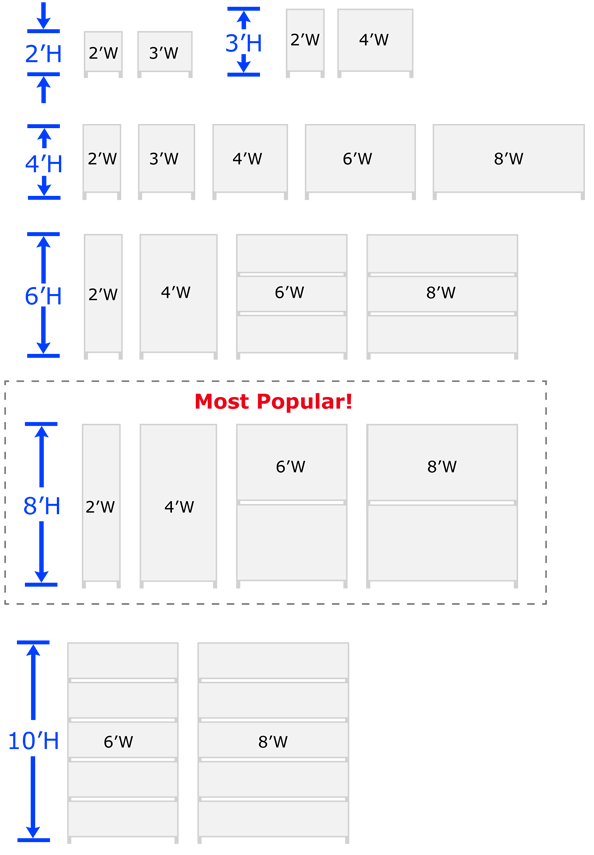Freestanding PegBoard Sizes Graphic