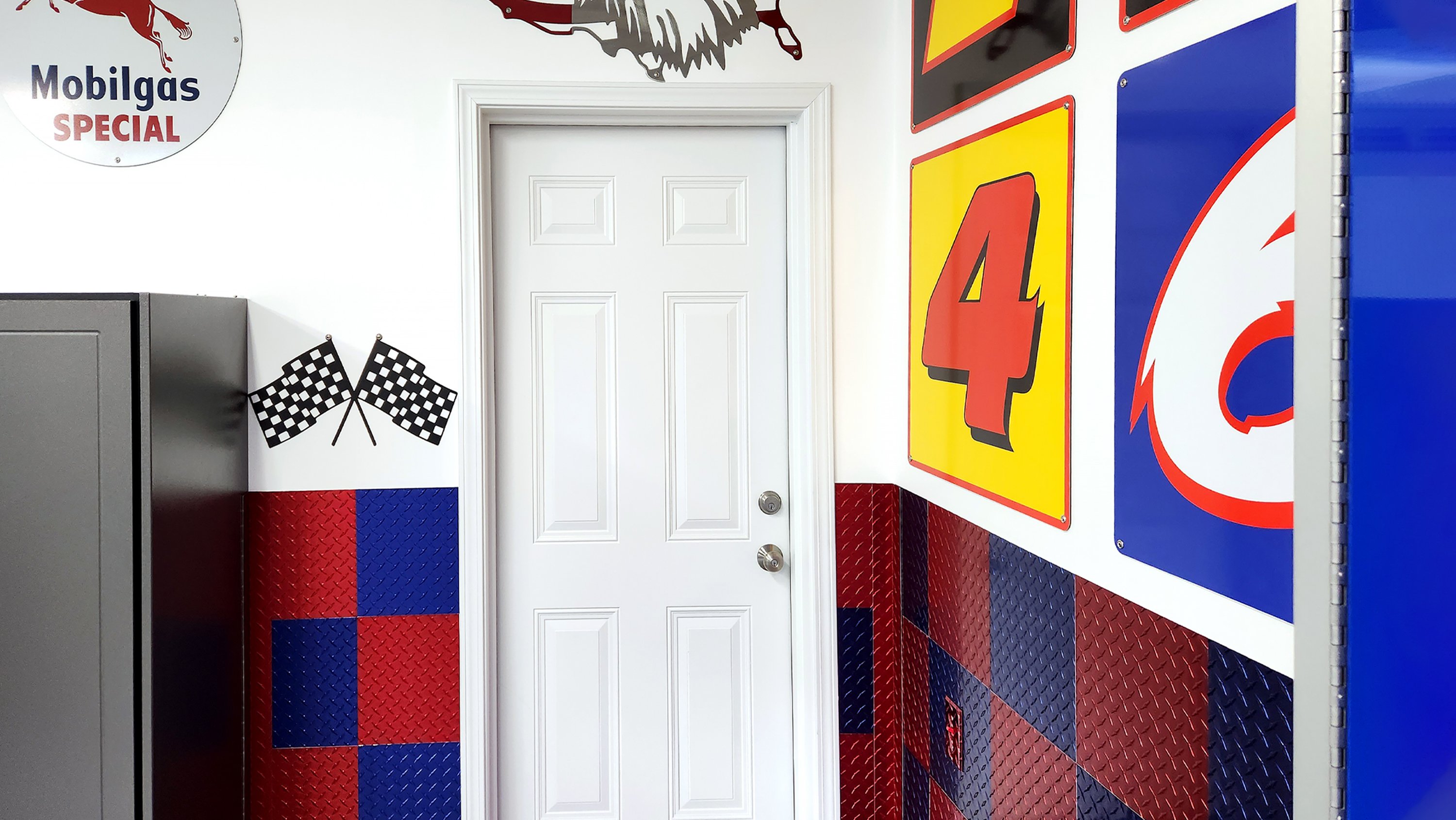 Wainscoting used in a race care themed room
