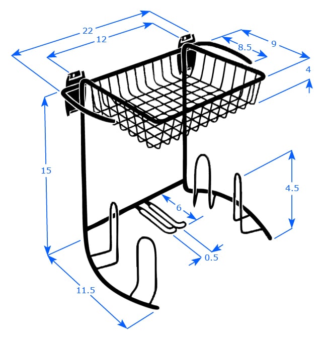 Golf rack and basket dimensions