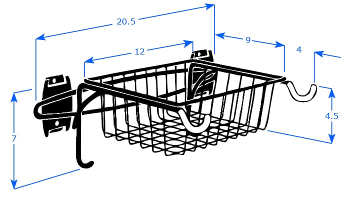 Bike rack and basket dimensions