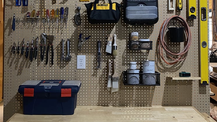 White Pegboard and Workbench
