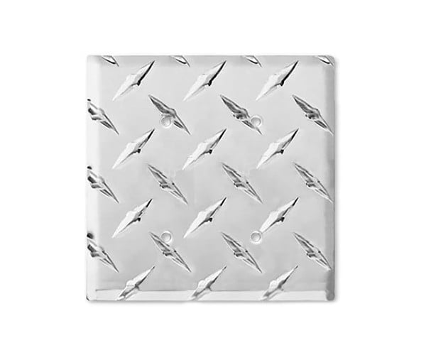 Formula 1 Wall Plate™ double blank cover made from diamond plate metal.