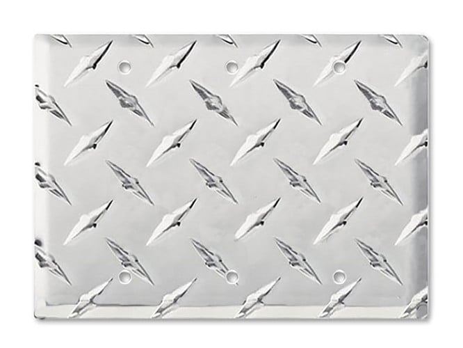Formula 1 Wall Plate™ triple blank cover made from diamond plate metal.